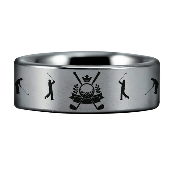 Silver Tungsten Golfer's Ring