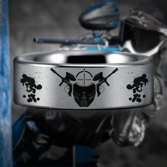 Silver Tungsten Paintball Ring