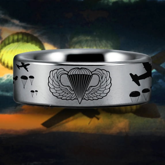 Silver Tungsten Paratrooper Ring