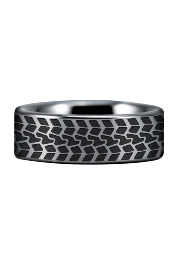 Silver Tungsten Racing Tire Ring