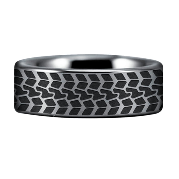 Silver Tungsten Racing Tire Ring