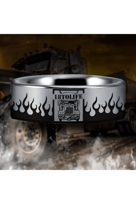 Silver Tungsten Trucker Ring
