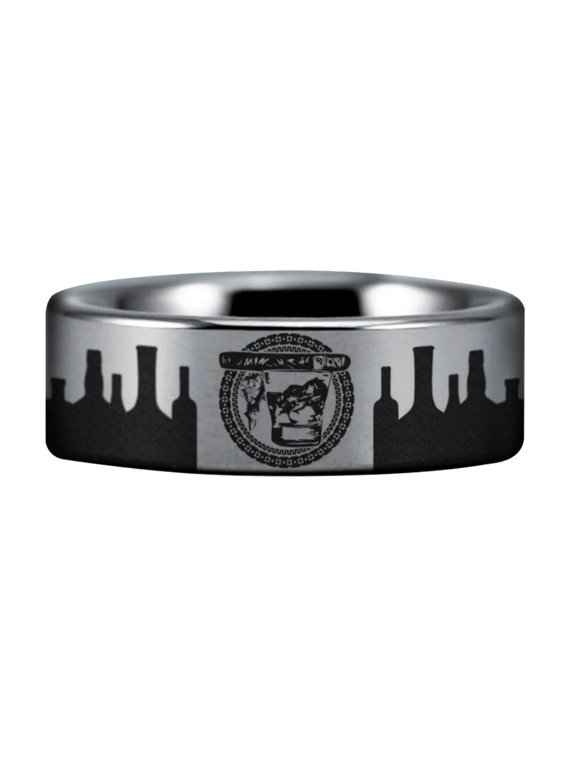 Silver Tungsten Whiskey and Cigar RIng
