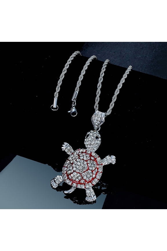 Silver Turtle Pendant Necklace for Men
