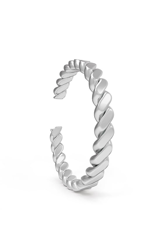 Silver Twisted Conch Ear Cuff, 925 Sterling Silver