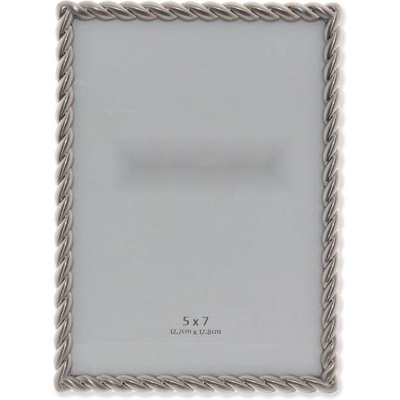 Silver Twisted Rope Design 5x7 Picture Frame, Metal Photo Frame for Tabletop Display