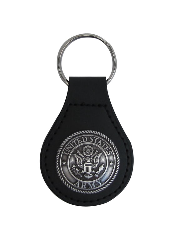 Silver US Army Seal Leather Car Keyfob Truck Key Ring Chain Fob Keyring Keychain