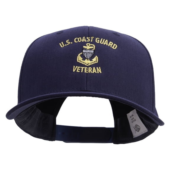Silver US Coast Guard Veteran Embroidered Solid Cotton Twill Prostyle Cap - navy OSFM