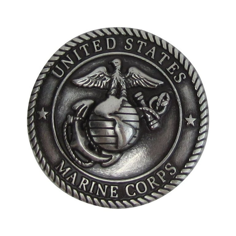 Silver USMC Western Horse Saddle Hat Belt Screw Back Concho US Marines Vet Gift