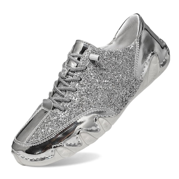 Silver Unisex Reflective Sneakers Outdoor Casual Mesh Running Shoes Lightweight Breathable Walking Footwear Men Women