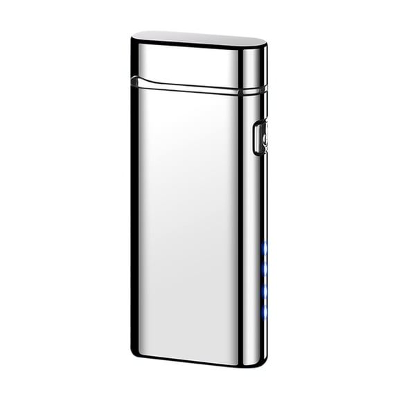 Silver Usb Rechargeable Lighter, Windproof Electronic Lighter, Led Power Display, Alloy Body, Portable For Outdoor Camping Kitchen Home Use, 3X1.3In, 0.17Lb