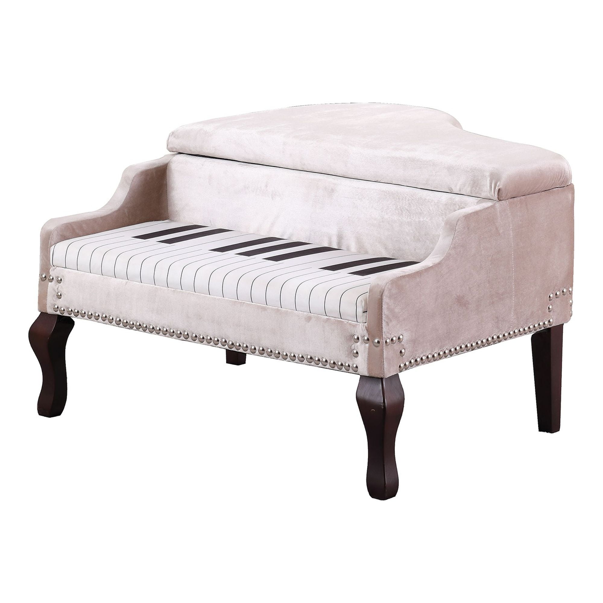 Silver Velour Baby Grand Piano Storage Bench