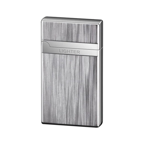 Silver Vertical Ignition Lighter Traditional Flame For Outdoor Camping Silver Design Adjustable