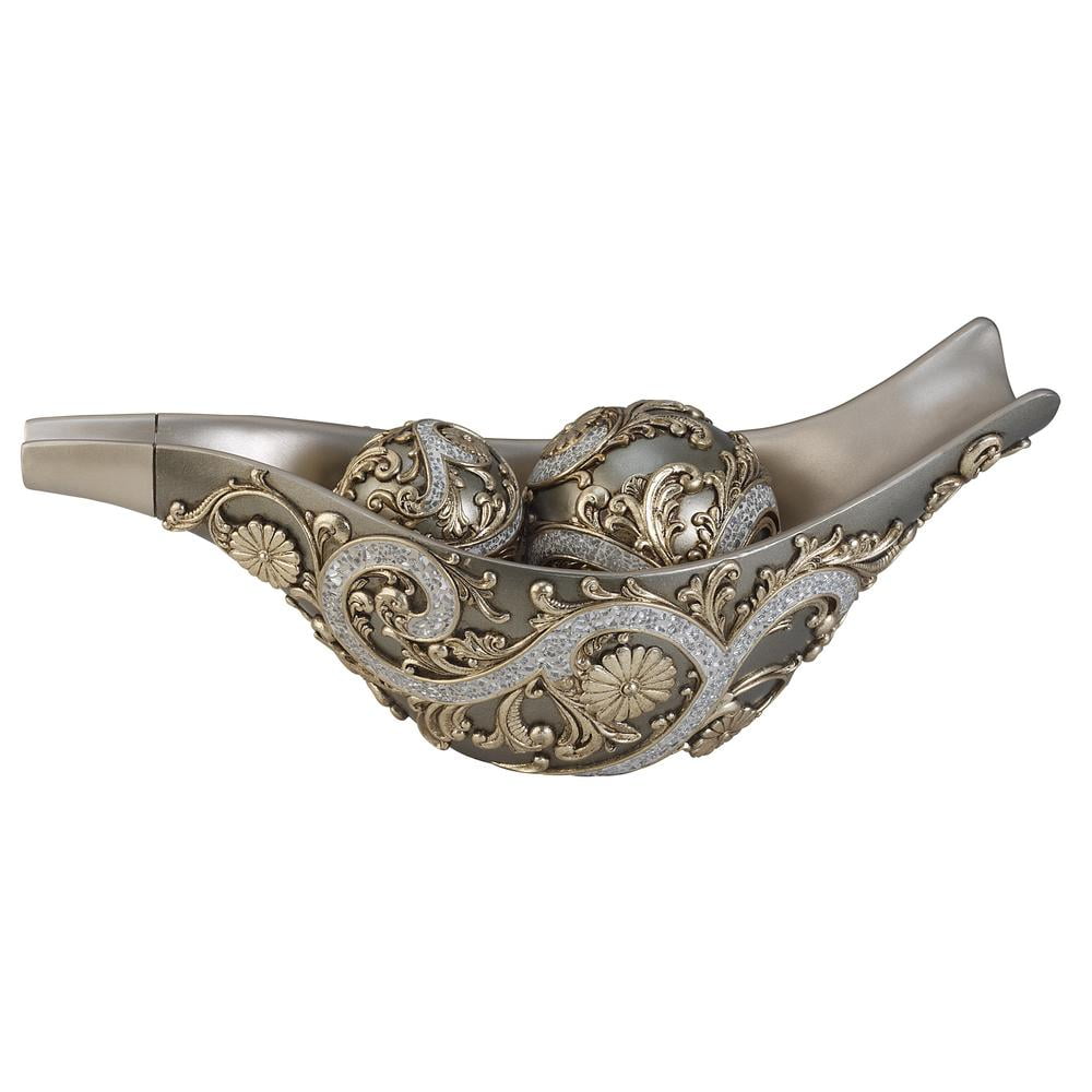 Silver Vine Decorative Bowl With Spheres