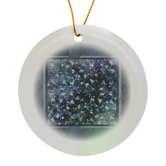 3drose, Silver Vines, Circle Porcelain Ornament