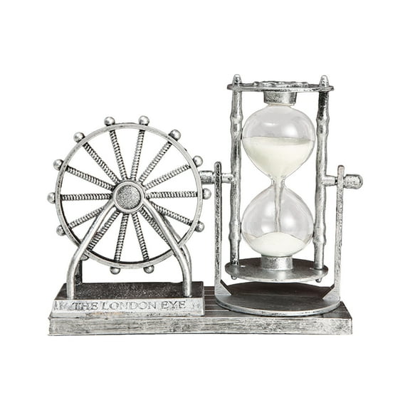 Silver Vintage Crystal Snow Globe With Rotatable Hourglass And Tower, Battery-Operated Music Box, Christmas Home Decor For Living Room, Bedroom, Desktop, And Shelf Display, Shatter-Resista