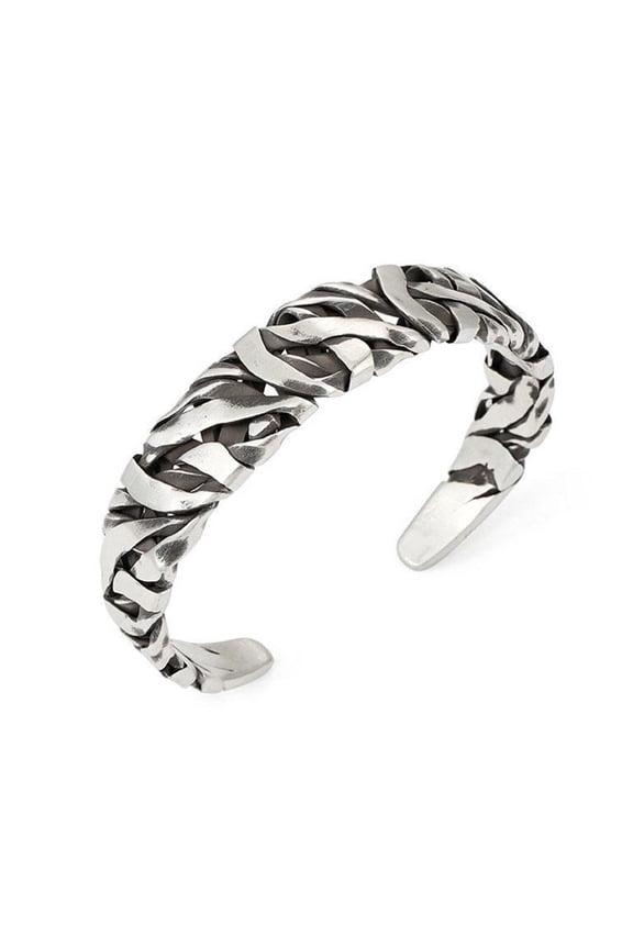 Silver Vintage Oval Bracelet Retro Elegant Open Cuff Bracelet for Men New V8 S3Z7