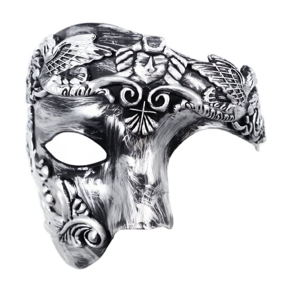 Silver Vintage Roman Greek Half Face Mask, Masquerade Mask for Men, Halloween, Mask for Masquerade Party, 7X6 in Ancient Egypt Greco-Roman Style Decorative Mask for Themed Events