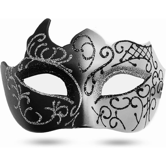Silver Vintage Venetian Masquerade Mask for Men, Halloween Party Prom Ball Costume Mask