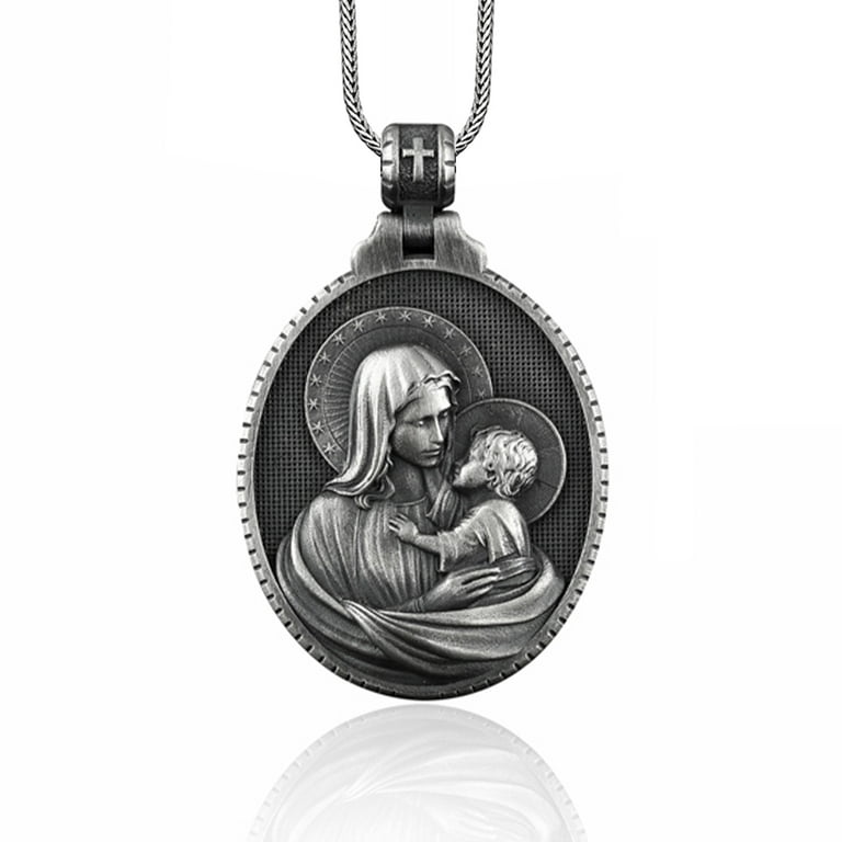 Mother Mary with Baby Jesus Charm Sterling Silver Mother Mary with Baby Jesus Charm Sterling Silver