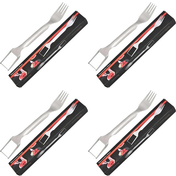Silver Watermelon Slicer and Server with fork,Ergonomic Handle for Quick Cutting and Serving At Parties