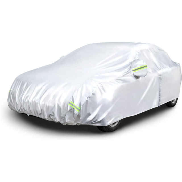 Silver Weatherproof Car Cover PEVA with Cotton Lining, Fits Sedans up