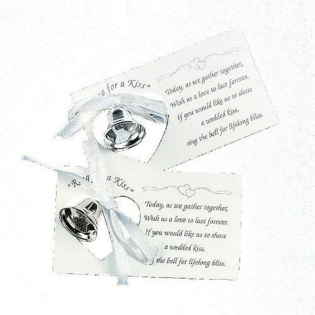 Silver Wedding Bell Token Cards (50Pc) - Party Supplies - 50 Pieces