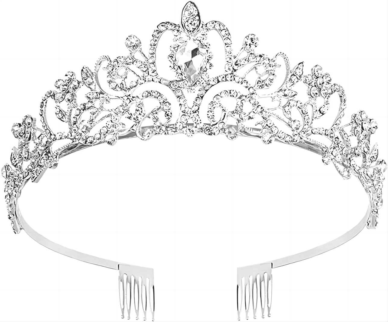 Silver Wedding Crystal Tiaras with Combs for Women Elegant Bridal Crowns Princess Headpieces for Prom Pageant Party
