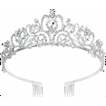 thumbnail image 1 of Silver Wedding Crystal Tiaras with Combs for Women Elegant Bridal Crowns Princess Headpieces for Prom Pageant Party, 1 of 8