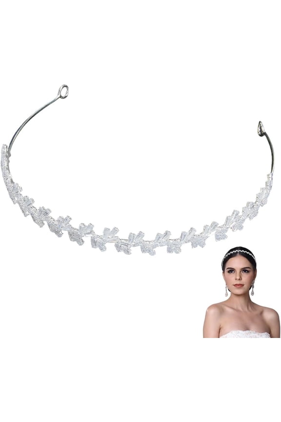 Silver Wedding Headband Boho Vintage Rhinestone Headpiece Bridal Jewelry Fairy Sparkle Brass Micro Pave Cubic Zirconia Hairband