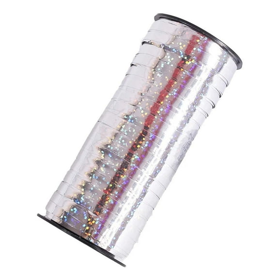 Silver White 100 Yard Laser Ribbon – Crimped Curling Ribbon for Balloons & Gifts – Metallic Shiny Wrapping Ribbon – Great for July 4th & Wedding Crafts