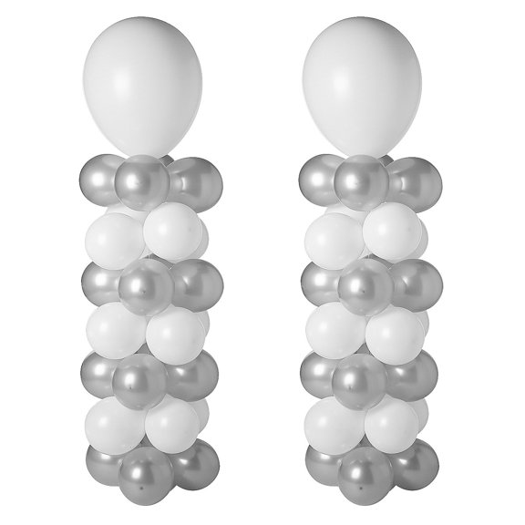Silver & White Balloon Column Kit 131 Pieces