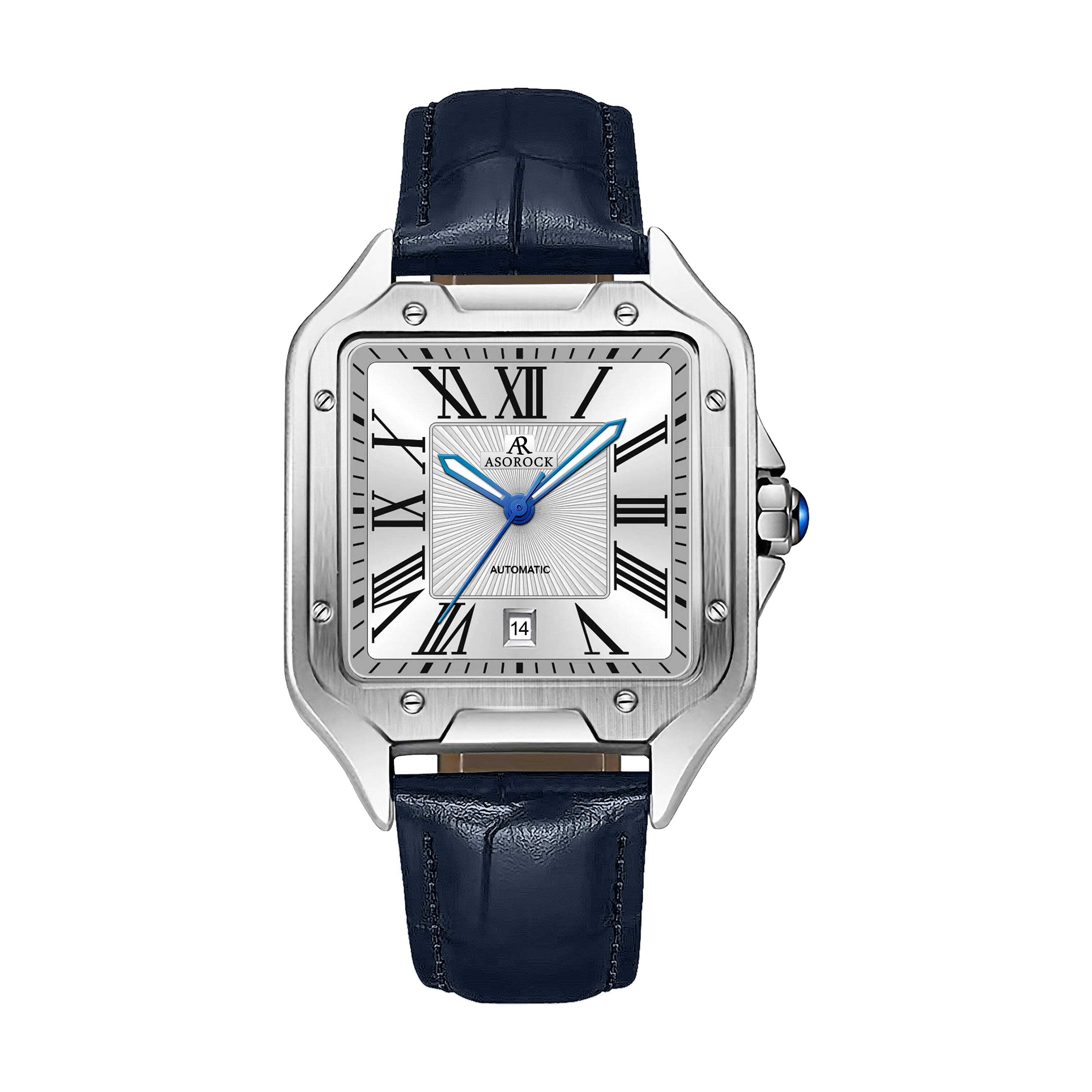 Silver/White - Navy Blue strap Diplomat| 42 mm automatic homage mens ...