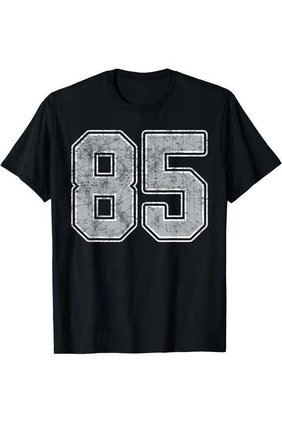 Silver White Number 85 Player Uniform #85 T-Shirt