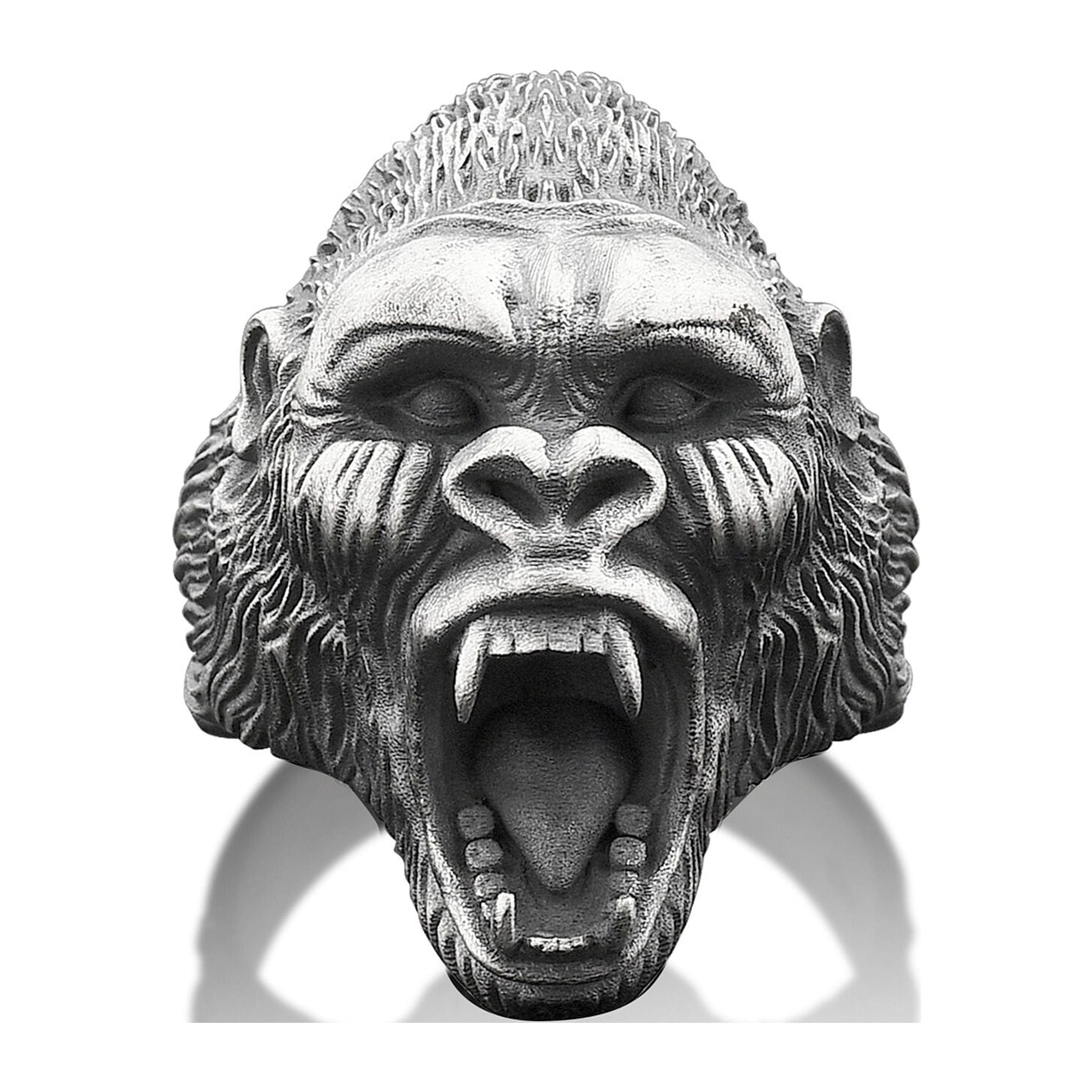 Silver Wild Gorilla Man Ring, African Gorilla Men Ring, Angry selling Gorilla Silver Men's Ring, Oxidized Silver Jewelry, Husband Silver Gift Ring