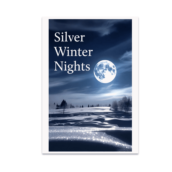 Silver Winter Nights Moonlit Snow Scene - Winter Decor Enthusiast - 13x19 Poster Print