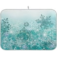 thumbnail image 1 of Silver Winter Teal Turquoise Snowflakes Christmas Dish Drying Mat for Kitchen Counter Absorbent Microfiber Large Drying Pad Dish mats for Kitchen Countertops 18 x 24 Inch, 1 of 7