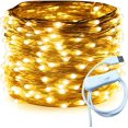 thumbnail image 1 of Silver Wire 66 Ft 200 LED USB Fairy String Lights with On/Off Switch (Warm White), 1 of 16