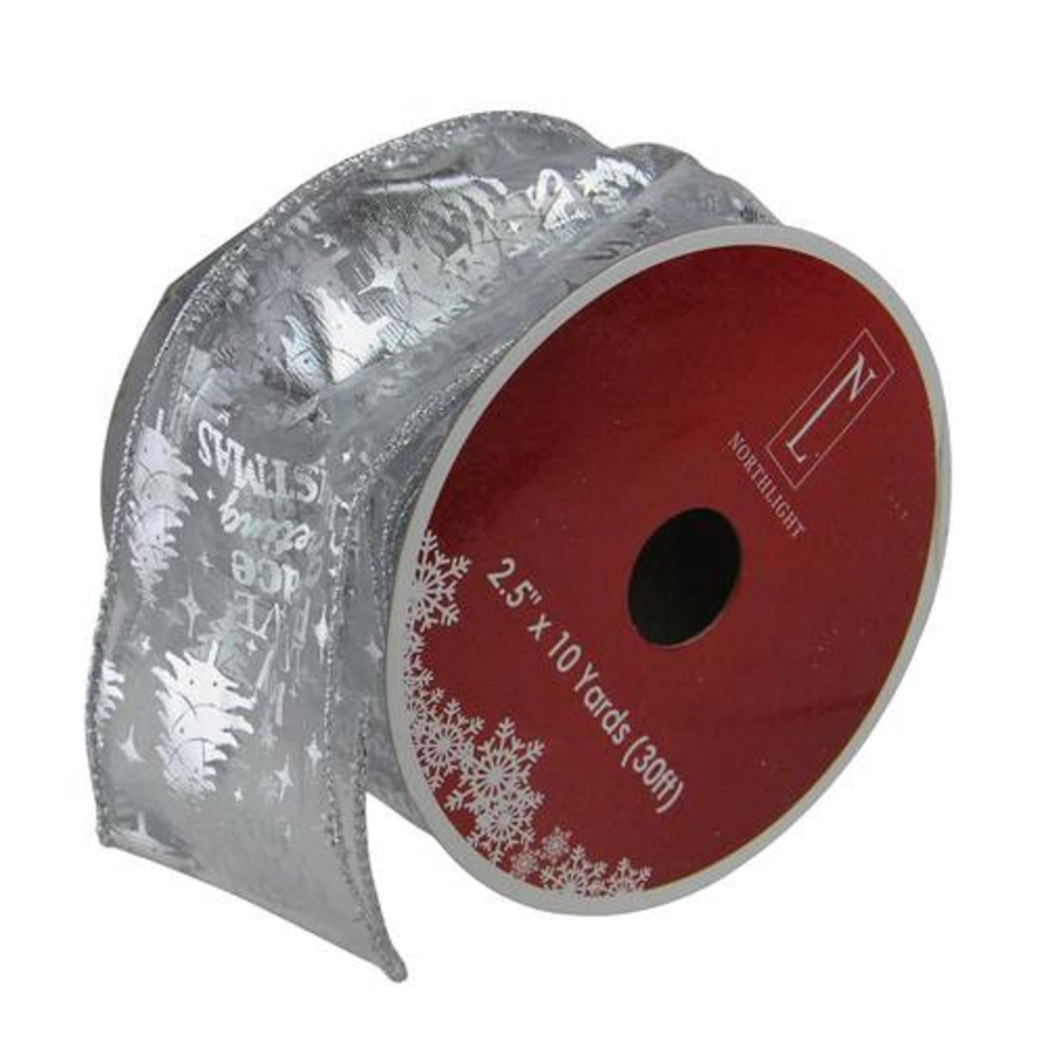 Silver Wired X-Mas Words Craft Ribbon