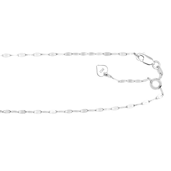 Silver With Rhodium Finish 2.1mm Polished Adjustable Mariner Link Forsantina Chain Necklace With Lob Chain Necklace for