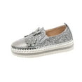 thumbnail image 1 of Silver Women Rhinestone Slip-On Shoes Round Toe Shallow Thick Bottom Comfortable Casual Wear, 1 of 9