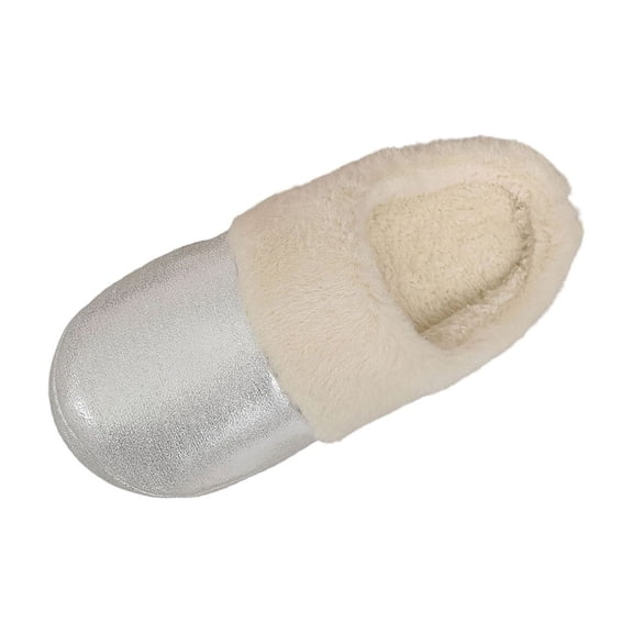 Silver Women'S Chic Leisure Cold Weather Fuzzy Lined Slippers With Rounded Toe Flat Sole Ideal For Casual Outings