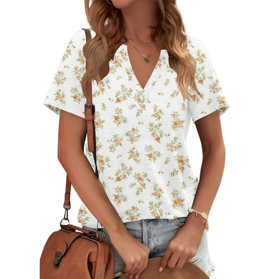 Silver Women's Short Sleeve T-shirt, Womens Tops Summer Short Sleeve V Neck Blouses Business Casual Loose Fit Tshirts Trendy Fashion Outfits,Women's Short sleeve T-shirt M