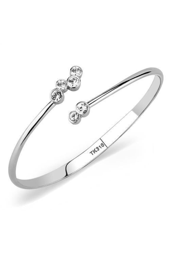Silver Womens Ring Anillo Para Mujer Stainless Steel Bangle with Top Grade Crystal Chieti