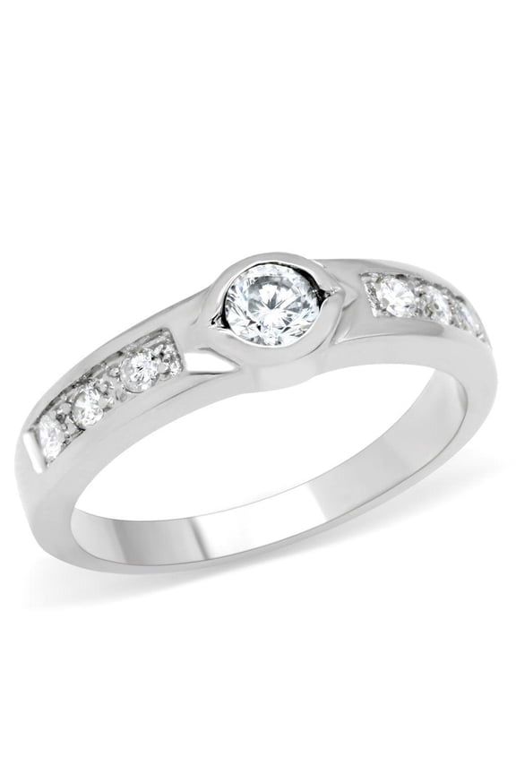Silver Womens Ring Anillo Para Mujer 316L Stainless Steel Ring Bezel