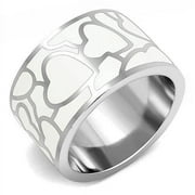Silver Womens Ring Anillo Para Mujer y Ninos Unisex Kids Stainless Steel Ring with Epoxy in White Feltre