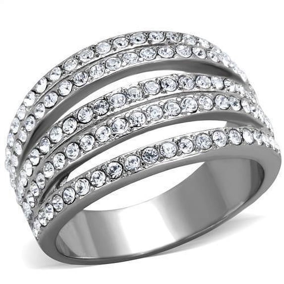 Silver Womens Ring Anillo Para Mujer Stainless Steel Ring with Top Grade Crystal Crotone