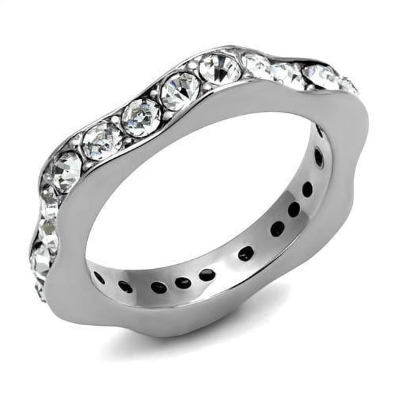 Silver Womens Ring Anillo Para Mujer Stainless Steel Ring with Top Grade Crystal in Clear Marche