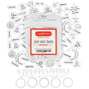 Silver Word Charms Bulk (60 Pcs) with Clasps & Rings for Jewelry Making by Incraftables