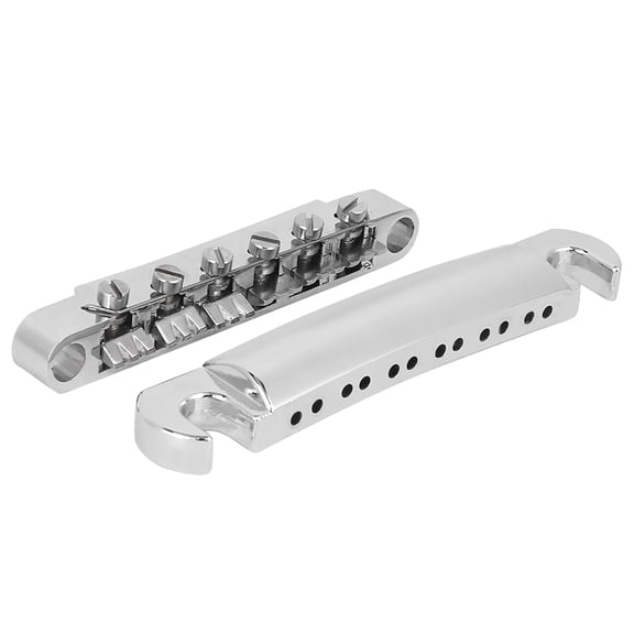 Silver Zinc Alloy Electric Guitar Bridge Set for 12-String Guitars with Tailpiece and 4 Studs